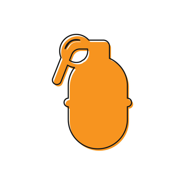 Orangefarbene Handgranate auf weißem Hintergrund. Bombenexplosion. Vektorillustration - Vektor, Bild