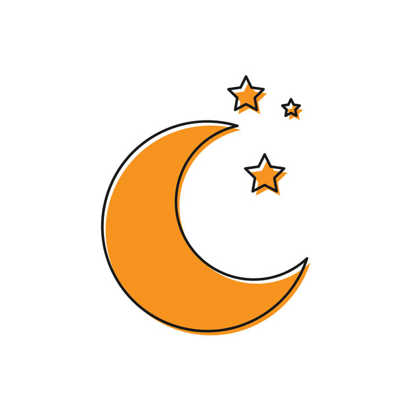 Icona arancione Luna e stelle isolata su sfondo bianco. Illustrazione vettoriale
 - Vettoriali, immagini