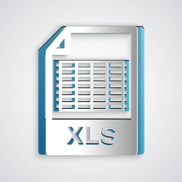 Documento del file XLS tagliato su carta. Scarica xls icona del pulsante isolato su sfondo grigio. Simbolo file Excel. Stile cartaceo. Illustrazione vettoriale
 - Vettoriali, immagini