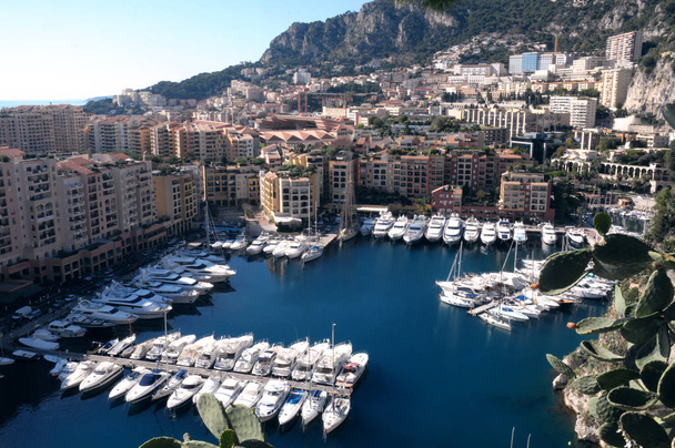 Port Hercules'ün panoramik manzarası, Monako Prensliği. - Fotoğraf, Görsel