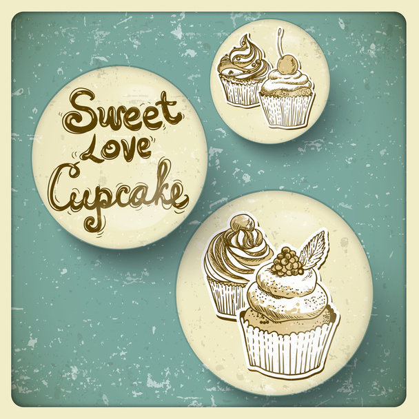 Retro frame with cupcake - Vector, Image