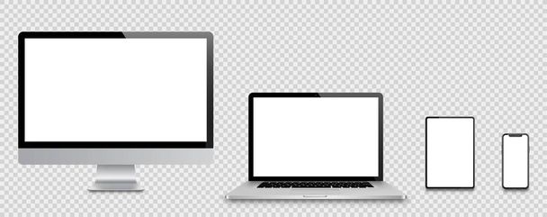 Realistic set of Monitor, laptop, tablet, smartphone - Stock Vec - Vector, Image