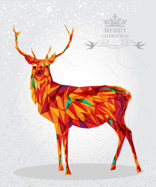 Merry Christmas colorful reindeer shape. - Vector, Imagen