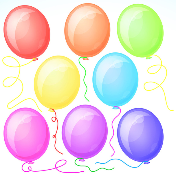 Eight Beautiful Party Balloons. Vector. - Vetor, Imagem