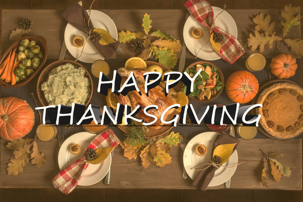 Thanksgiving dinner table - Фото, зображення