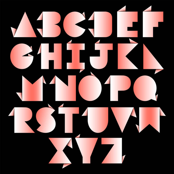  Living coral and white origami alphabet letters - Vektori, kuva