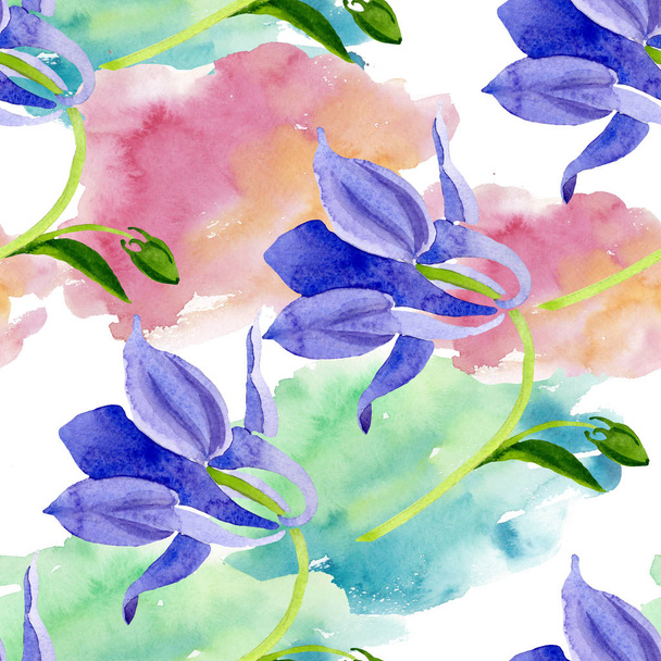 青黄色のブルグマンシア花の植物の花。●水彩背景イラストセット。シームレスな背景パターン. - 写真・画像