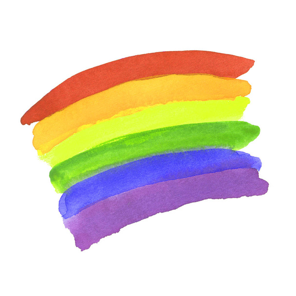 Suluboya El Boyalı Renkli Çizgili Ranbow İzole - Fotoğraf, Görsel