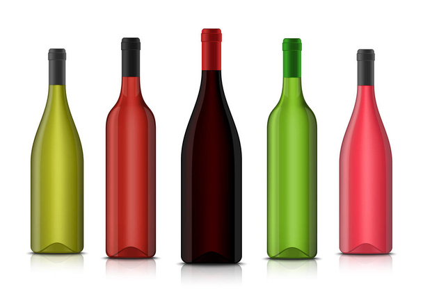 Vector realistic 3d wine blank bottle mockups - Vector, Image