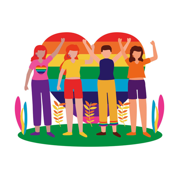People supporting lgtbiq march design - Vector, Image