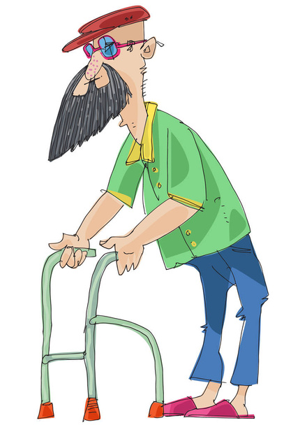 Retired man walks - Vector, Image