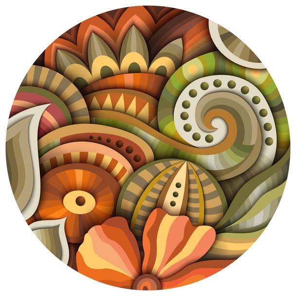 Volumétrico abstracto fantástico colorido flor redonda ilustración
 - Vector, imagen