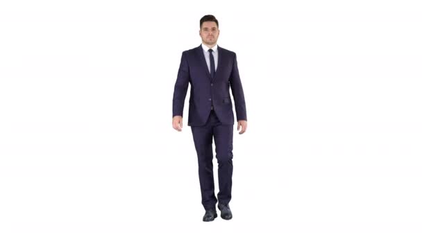 Businessman walking isolated on white background. - Footage, Video