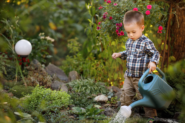 little boy with watering can - Photo, image
