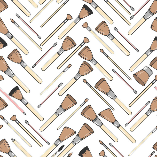 Seamless pattern with hand-drawn various brushes in doodle style. Vector illustration - Vektor, obrázek