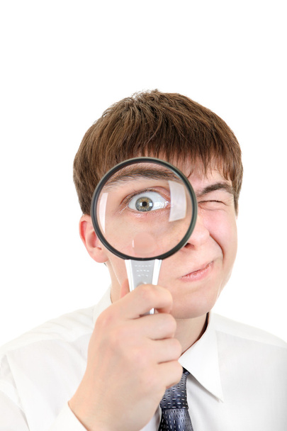 Curious Teenager with a Loupe - Foto, imagen
