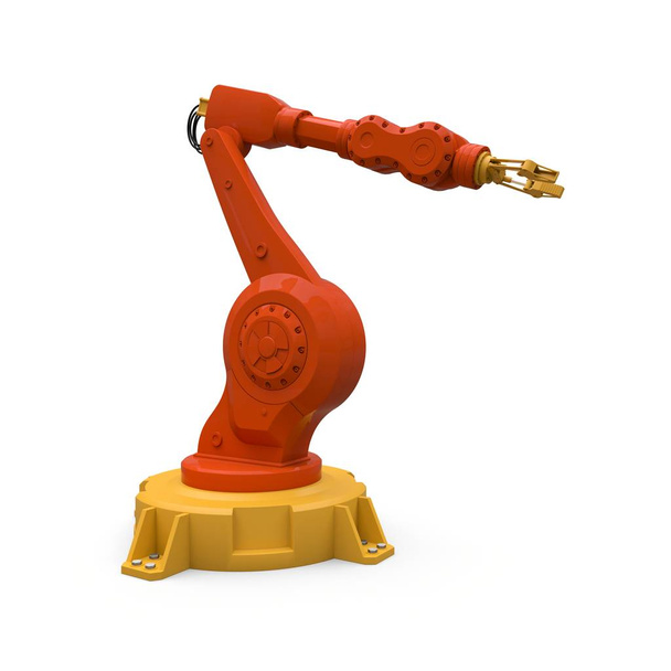 Braccio robotico arancione per qualsiasi lavoro in fabbrica o produzione. Apparecchiature meccatroniche per compiti complessi. Illustrazione 3d
. - Foto, immagini