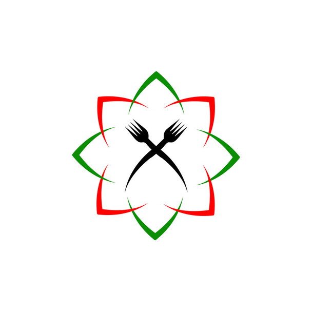 Fourchettes dans un lotus abstrait logo pour un restaurant de restauration rapide
 - Vecteur, image
