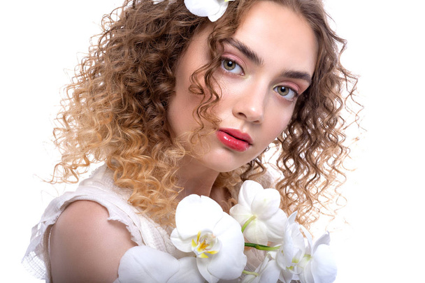 Portrait of a teenage girl with beautiful hairstyle and makeup.  - Photo, Image