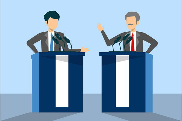 Кандидат в президенты на дебатах. Мужчина и женщина
 - Вектор,изображение
