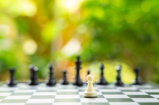 šachovnice s šachová figurka na zpět vyjednávání v ekonomické - Fotografie, Obrázek