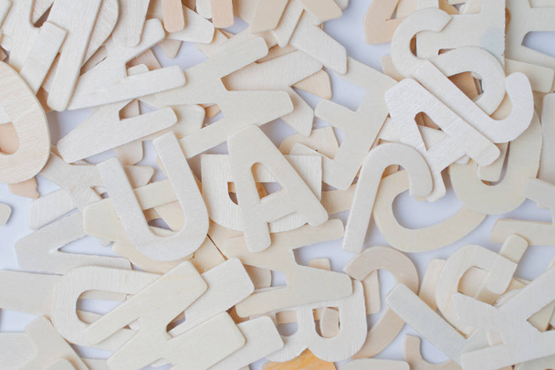 ABC english wood letters on white - Foto, imagen