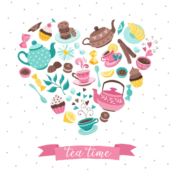 tea time poster - Vetor, Imagem