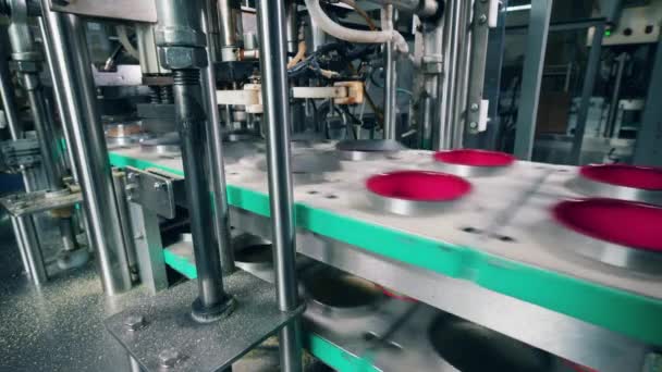 Endüstriyel konveyör folyo ile kaplar kapsayan - Video, Çekim