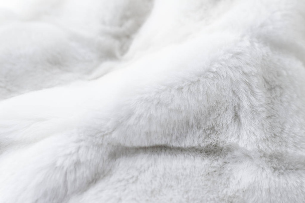 Luxury white fur coat texture background, artificial fabric deta - Photo, Image