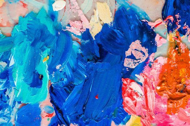 Pintura acrílica abstracta trazos, arte cepillo plano fondo - Foto, imagen