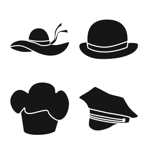 Vector design of beanie and beret symbol. Set of beanie and napper stock symbol for web. - Vektori, kuva