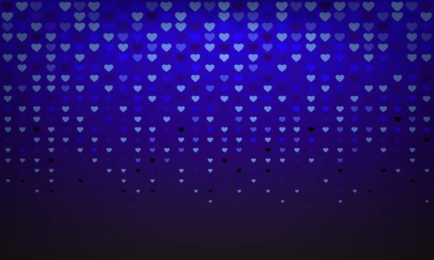 Dark background with hearts. Abstract illustration in blue shining colors. - Vector, Image