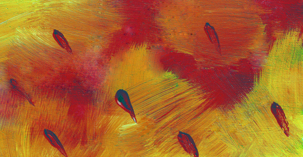 Červený oranžový abstrakt, ručně malovaný akrylátový obraz - Fotografie, Obrázek