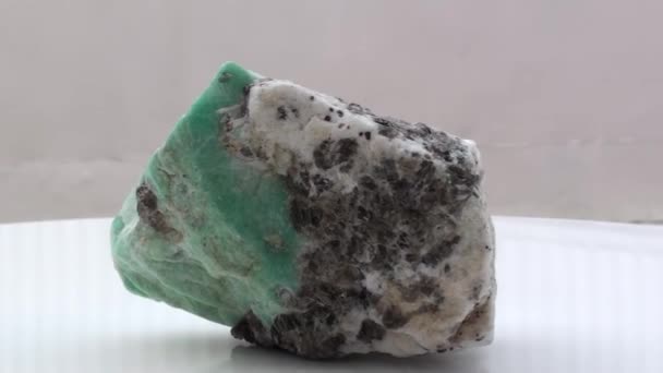 Amazonite Specimen with Quartz, Mica and visible specs of garnet, locality, Pakistan. - Footage, Video