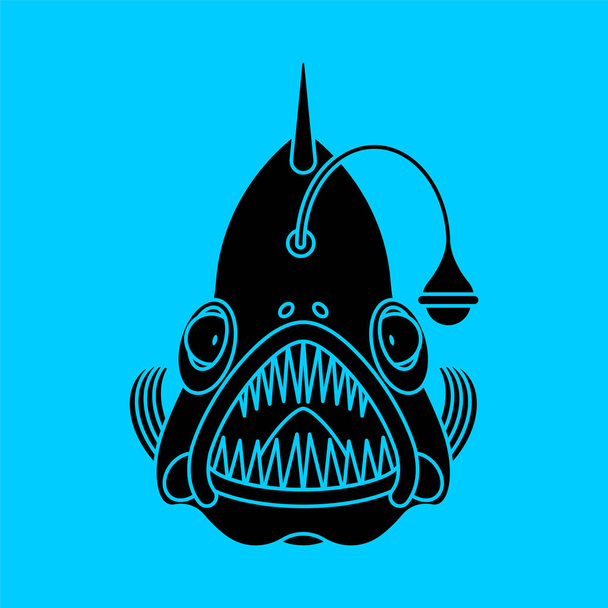 Icono de peces de mar profundo. Señal de pescador. ilustración vectorial
 - Vector, imagen