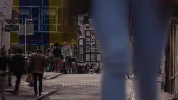 slunečný den Amsterdam město slavná dopravní ulice Panorama 4 k timuplynout Nizozemsko - Záběry, video