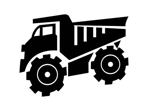 Bauwagen-Symbol.Abstraktes schwarzes LKW-Symbol isoliert auf weiß. einfach zu bearbeitendes Vektordesign, Symbol des Kippers - Vektor, Bild