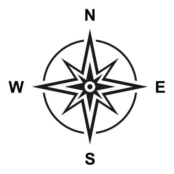 Boussole icône plate moderne avec symbole nord, sud, est et ouest isolé sur fond blanc
 - Vecteur, image