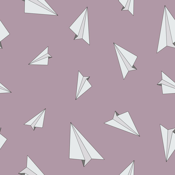 Paper planes vector seamless pattern - Vetor, Imagem