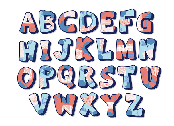 Alphabet vector art color signs. Letters design. - Vektör, Görsel