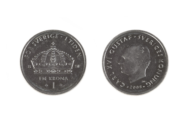 1 つのスウェーデンの王冠のコイン - 写真・画像