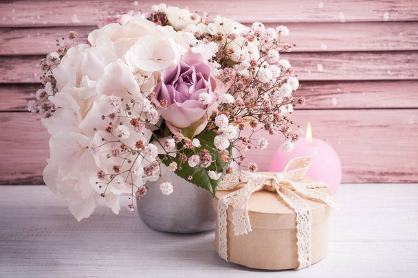 Hortensja kwiaty w cyny pot  - Zdjęcie, obraz