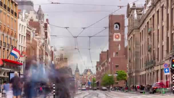 Amsterdam miasto Holandia centralny ruch sławny słoneczny ulica - Materiał filmowy, wideo