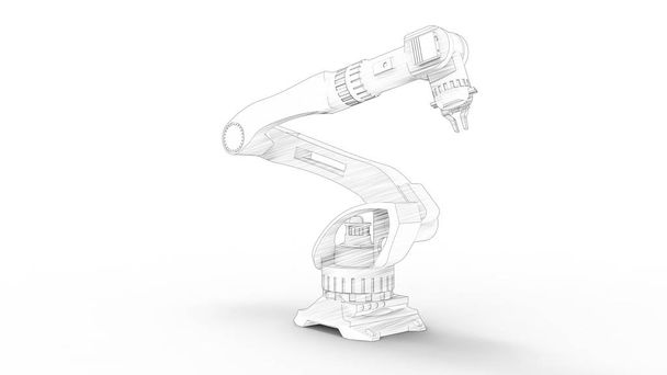 3d weergave van een robot arm geïsoleerd in witte studio achtergrond - Foto, afbeelding