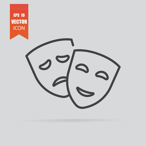 Theater mask icon in flat style isolated on grey background. - Vector, Image