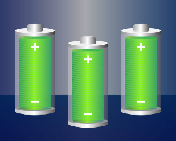 Fully charged transparent battery - Vector, Image