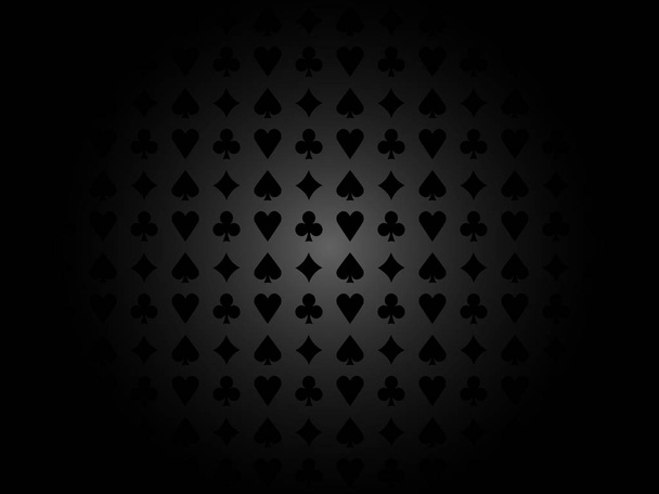 Card suits pattern shadow center black - Vector, Image