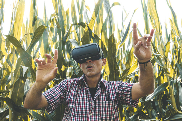 modern farmer businessman analyzing the growth trend with virtua - Valokuva, kuva