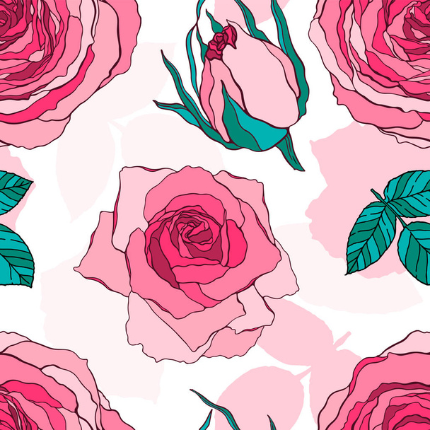 Bezszwowe wzór Natura Róża Kwiat. Kwiatowy ornament, botaniczny ro - Wektor, obraz
