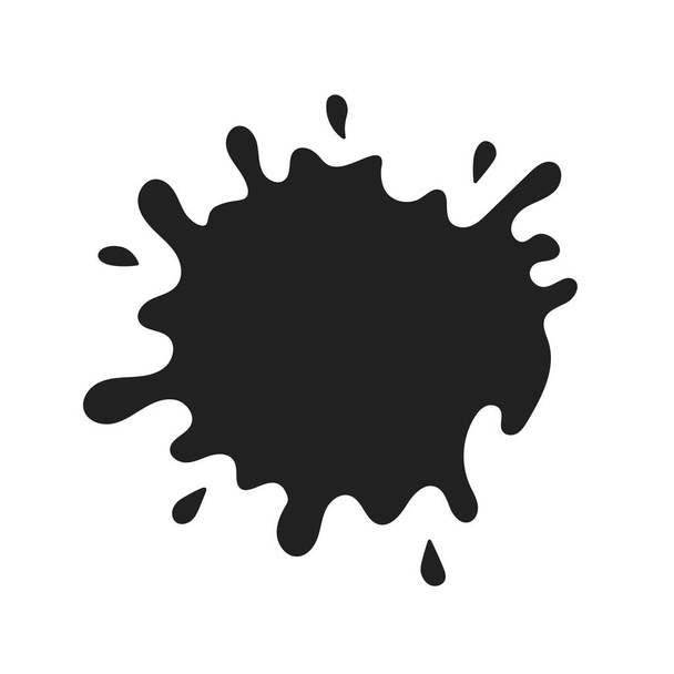 Ícone vetorial de manchas de tinta preta. Tinta de desenhos animados splashe
 - Vetor, Imagem
